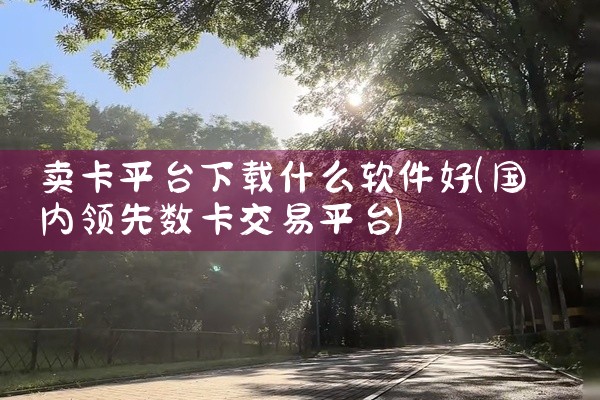 卖卡平台下载什么软件好