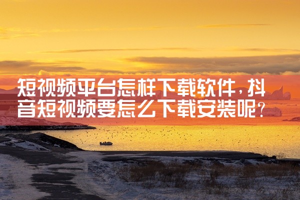短视频平台怎样下载软件